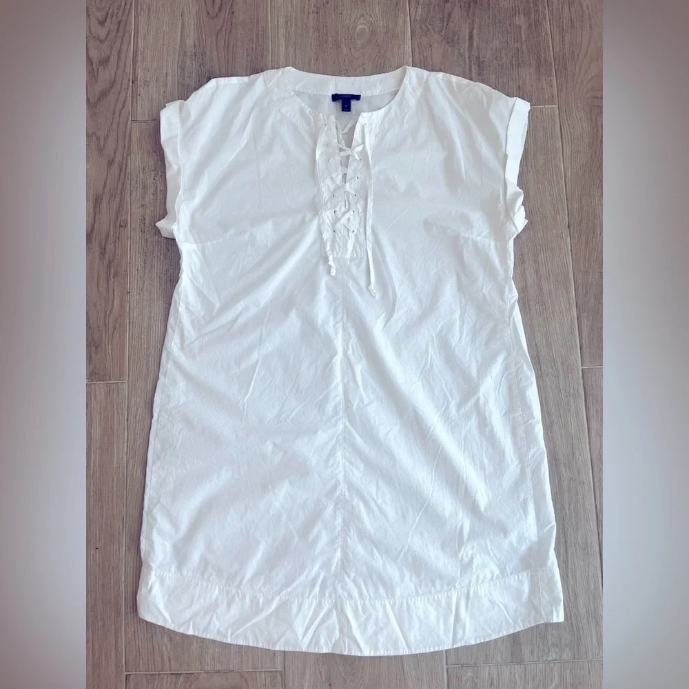 J. Crew White Lace Up Cotton Shift Dress